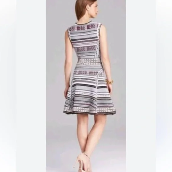 Diane Von Furstenberg Stretchy Eleanor Sleeveless Fit & Flare Jacquard Dress - Picture 2 of 15